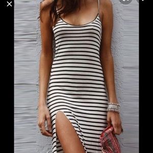 Blue life maxi dress with high leg slit